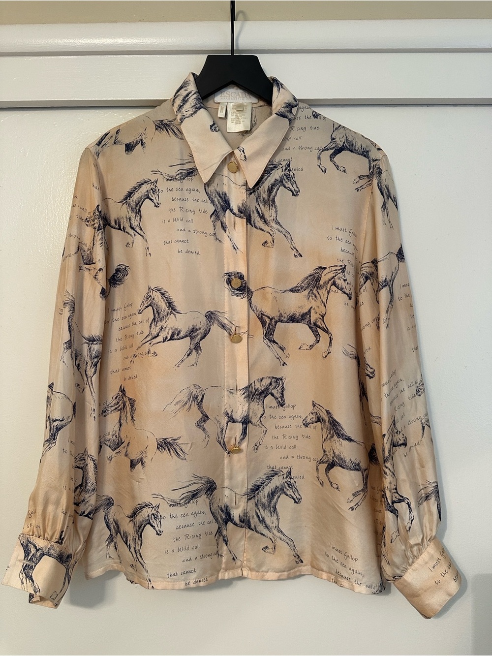 Escada Margaretha Ley Silk Horse Blouse Size 10.